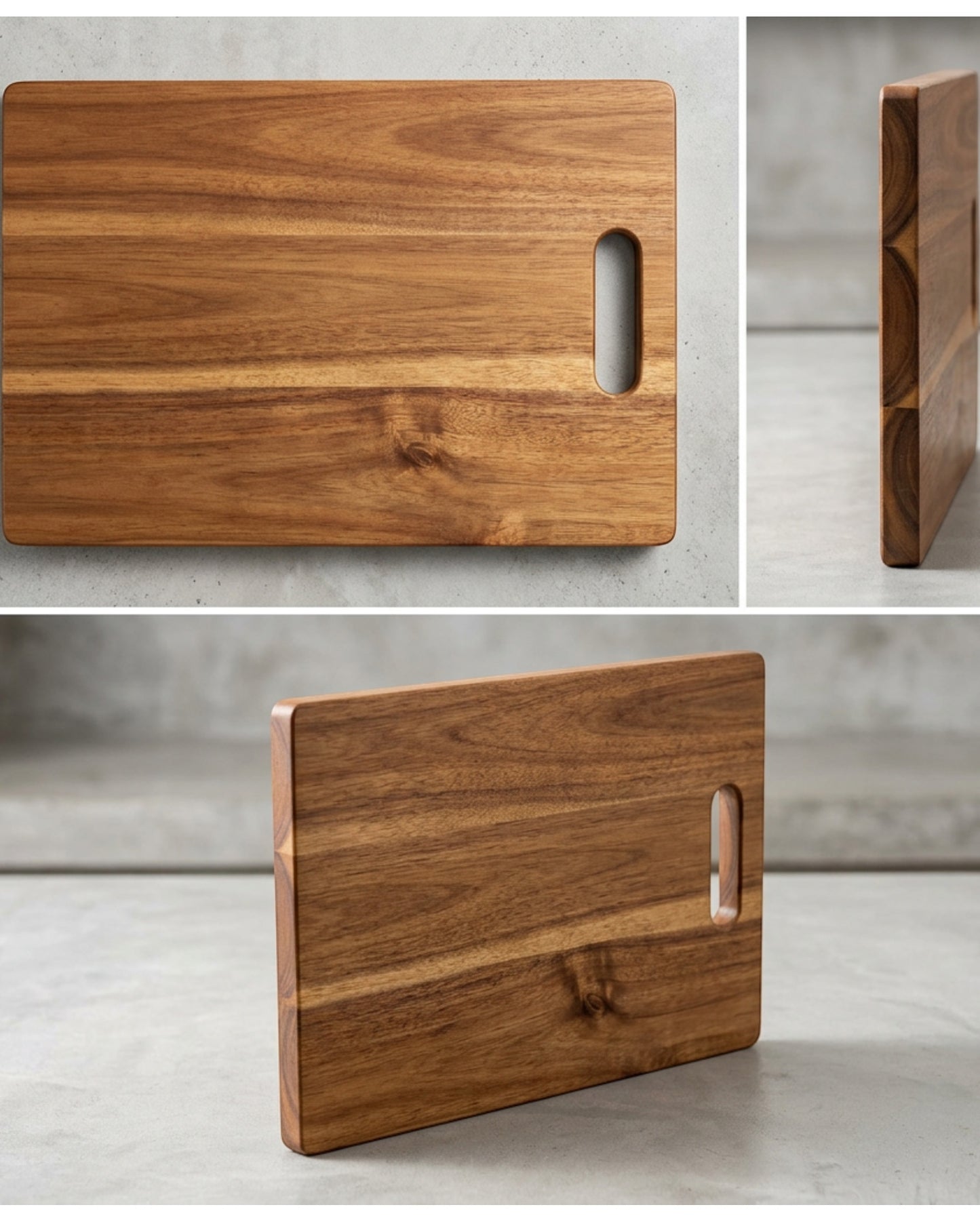Tracse Acacia Wood Cutting Board 16 x 11 in with Handle for Kitchen