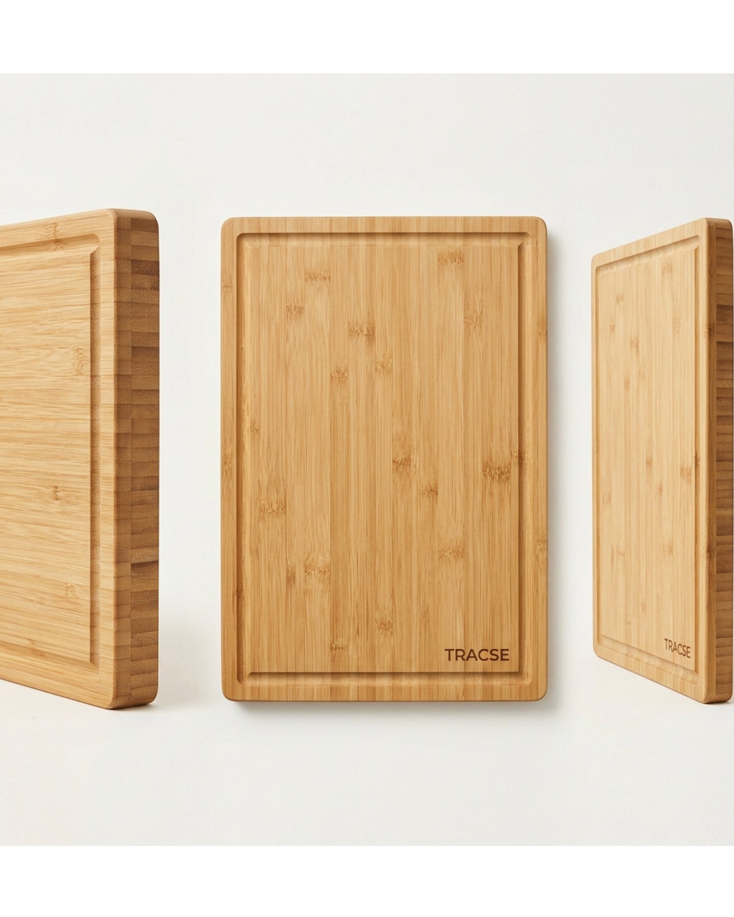 Tracse Natural Bamboo Cutting Board 15 x 10 in with Juice Groove for Kitchen