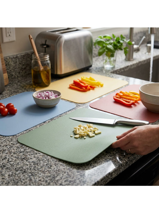 Tracse Flexible Plastic Cutting Mats, Heavy Duty Multicolor Cutting Board Sheets, BPA-Free, 4 Pack
