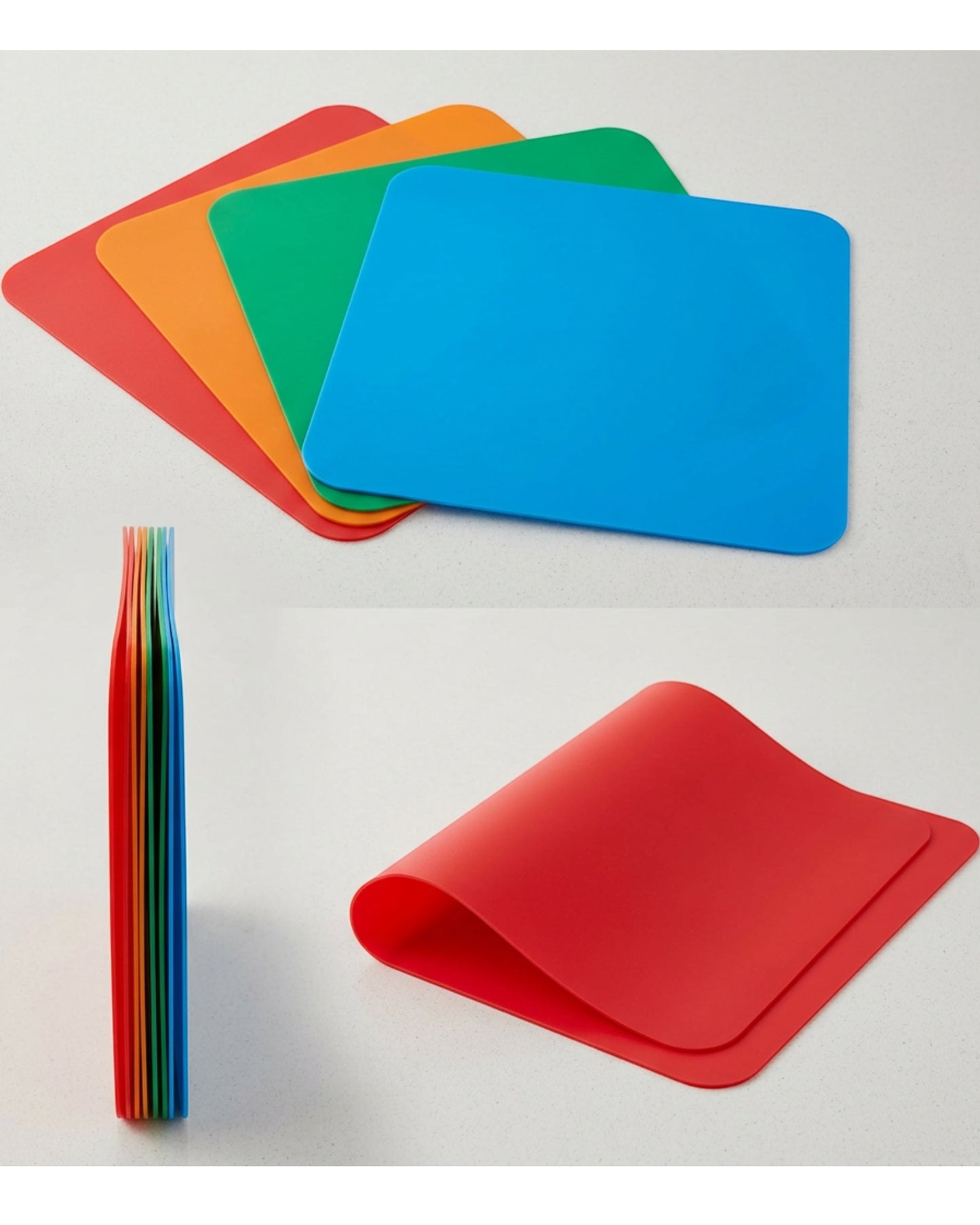 Tracse Flexible Plastic Cutting Mats, Heavy Duty Multicolor Cutting Board Sheets, BPA-Free, 4 Pack