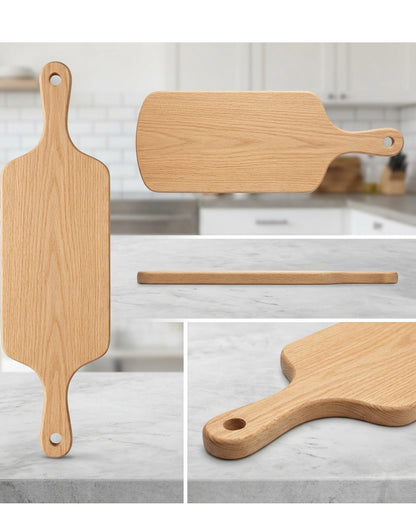Tracse Natural Wood Paddle Serving Board (18 x 7 in) – Wooden Charcuterie & Bread Cutting Board with Handle