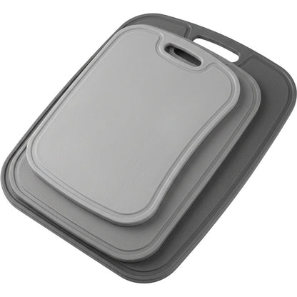 Tracse Plastic Cutting Board Set, BPA-Free Kitchen Chopping Boards, Gray, 3 Pack